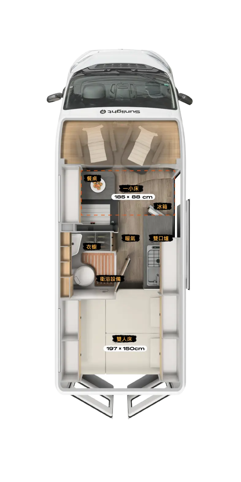 露營車內部平面圖